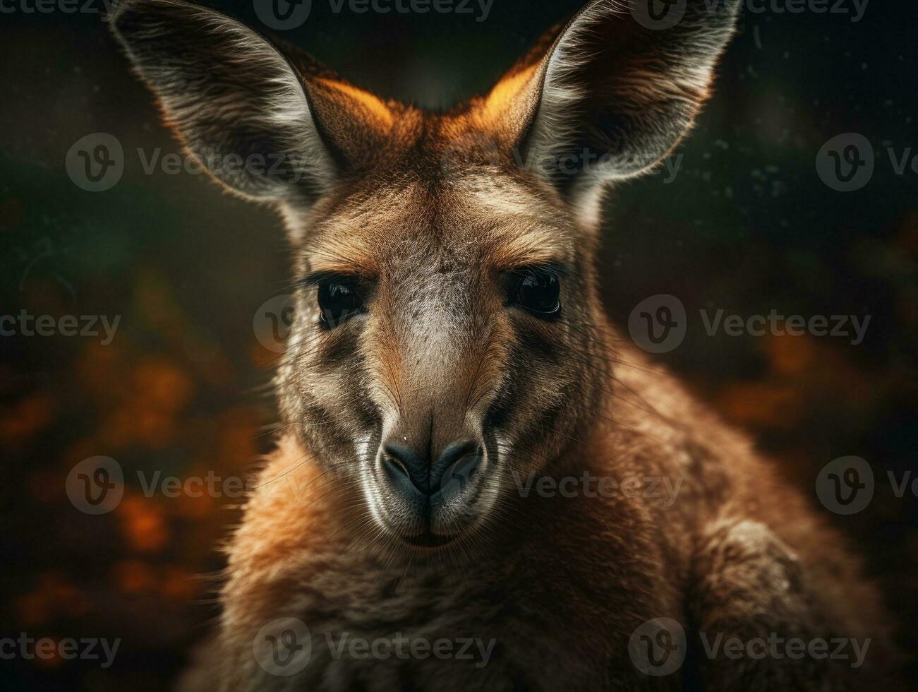 Kangaroo portrait created with Generative AI technology photo
