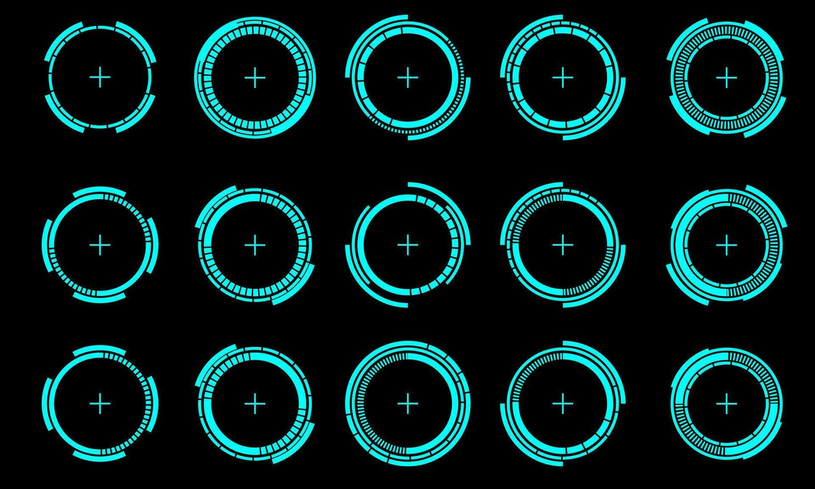 Set of sci fi blue circle user interface elements technology futuristic design modern creative on black background vector