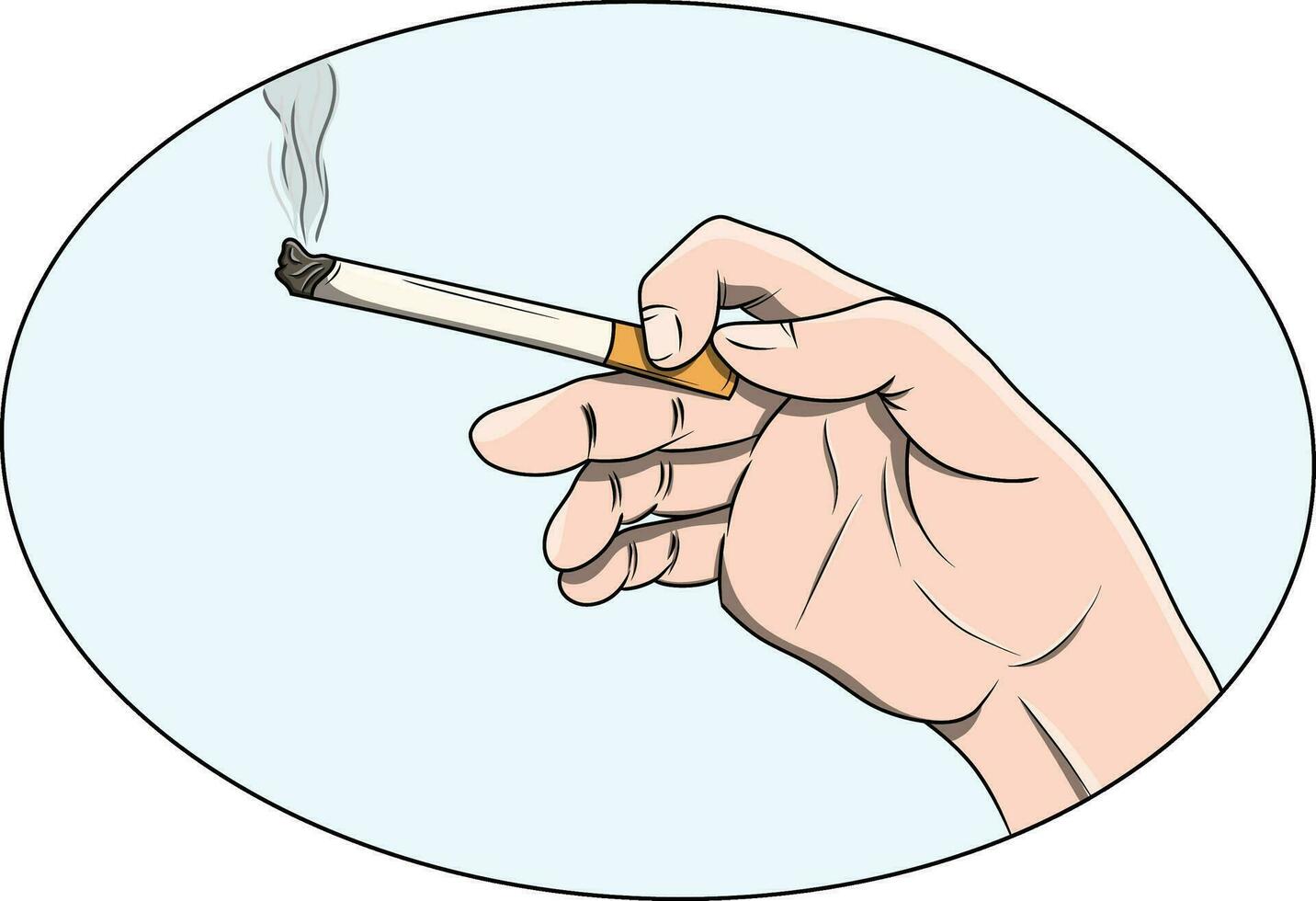 humano mano con un iluminado cigarrillo aislado dibujo vector