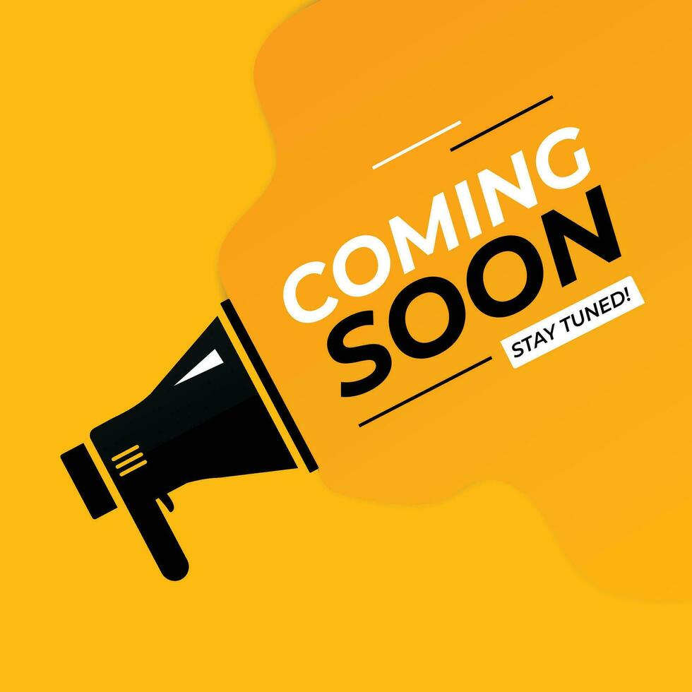 Coming soon with megaphone background Yellow design vector