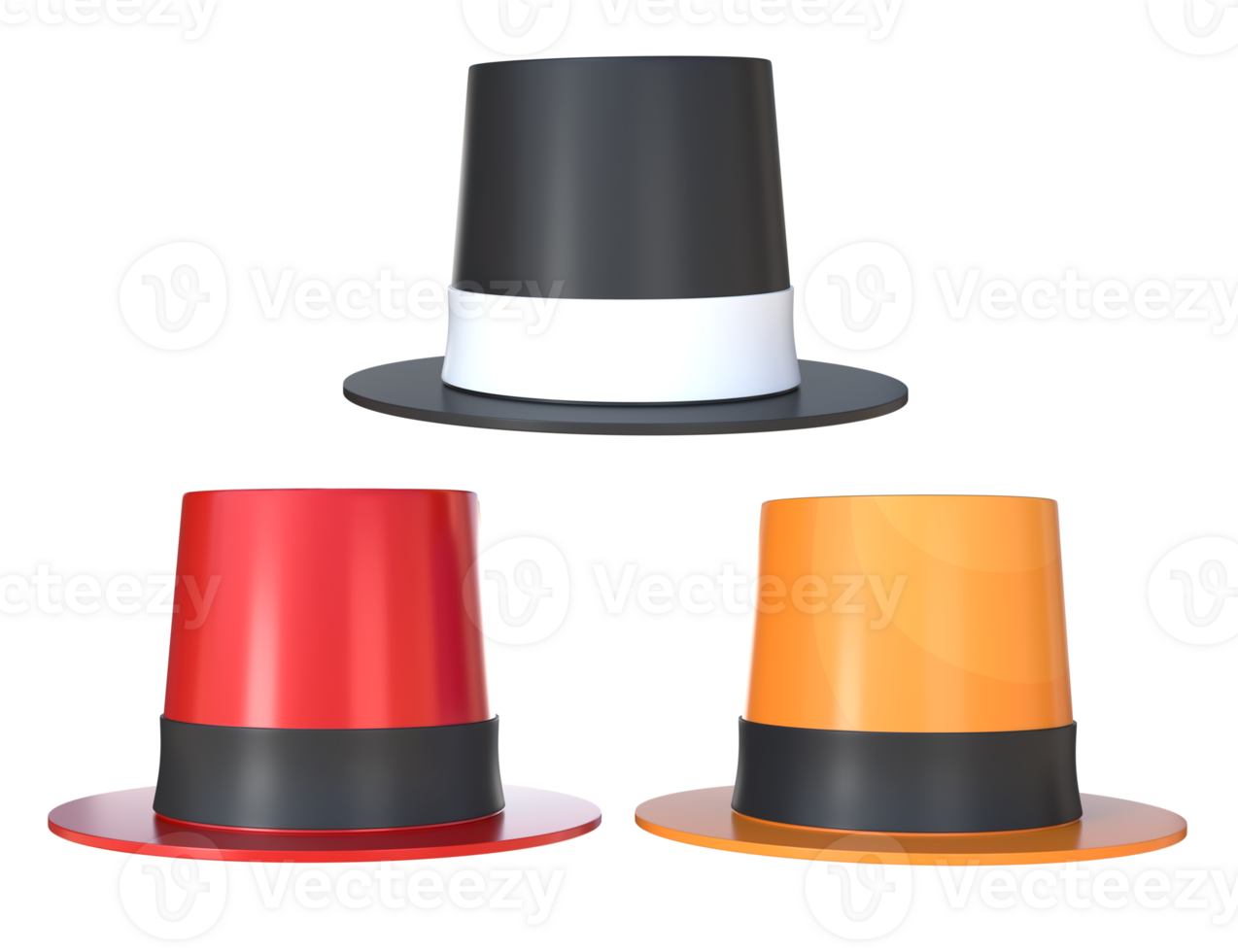 3D Rendering Red Black And Orange Carnival Hats png