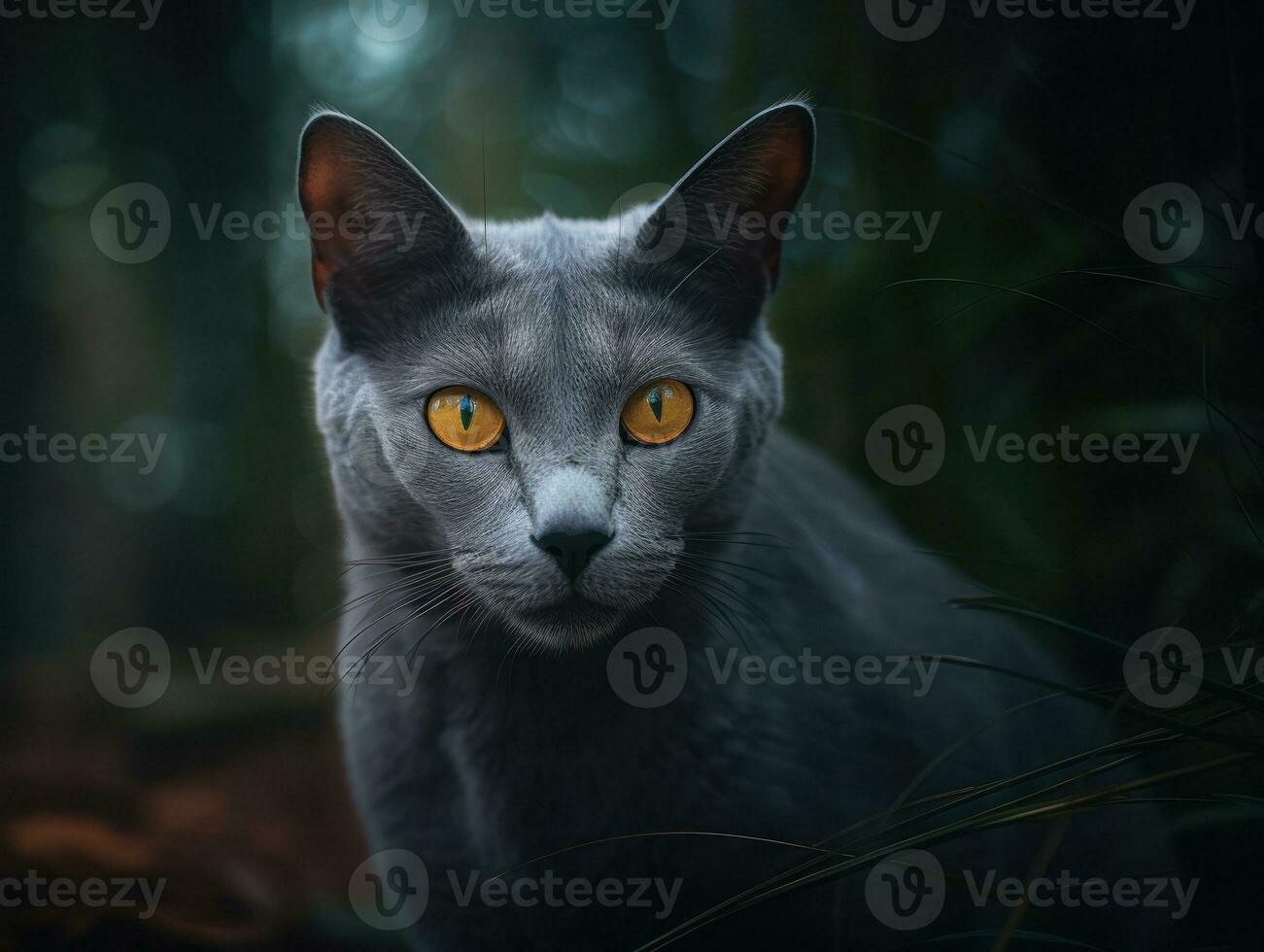Korat cat portrait close up created with Generative AI technology photo