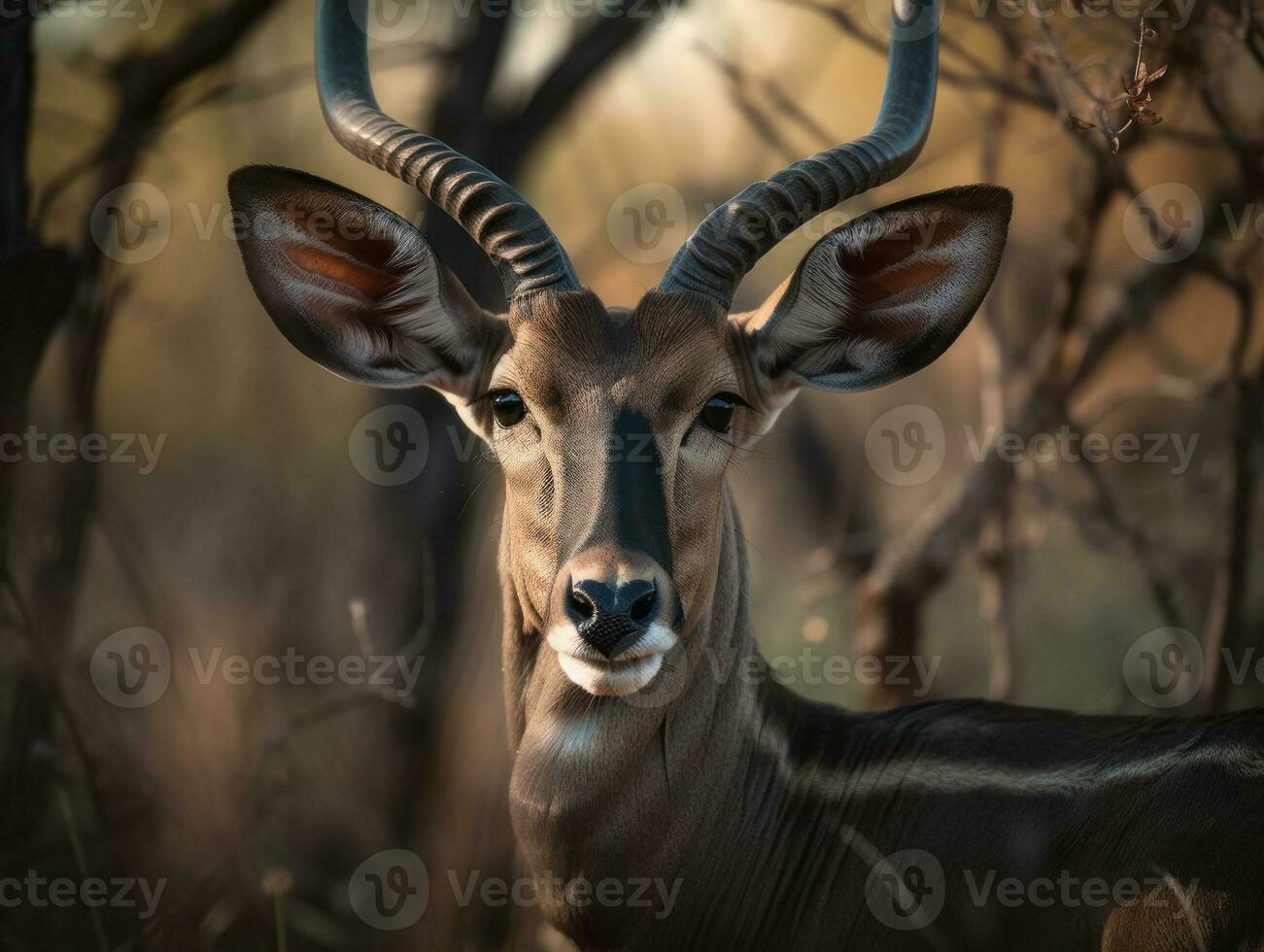Kudu portrait created with Generative AI technology photo