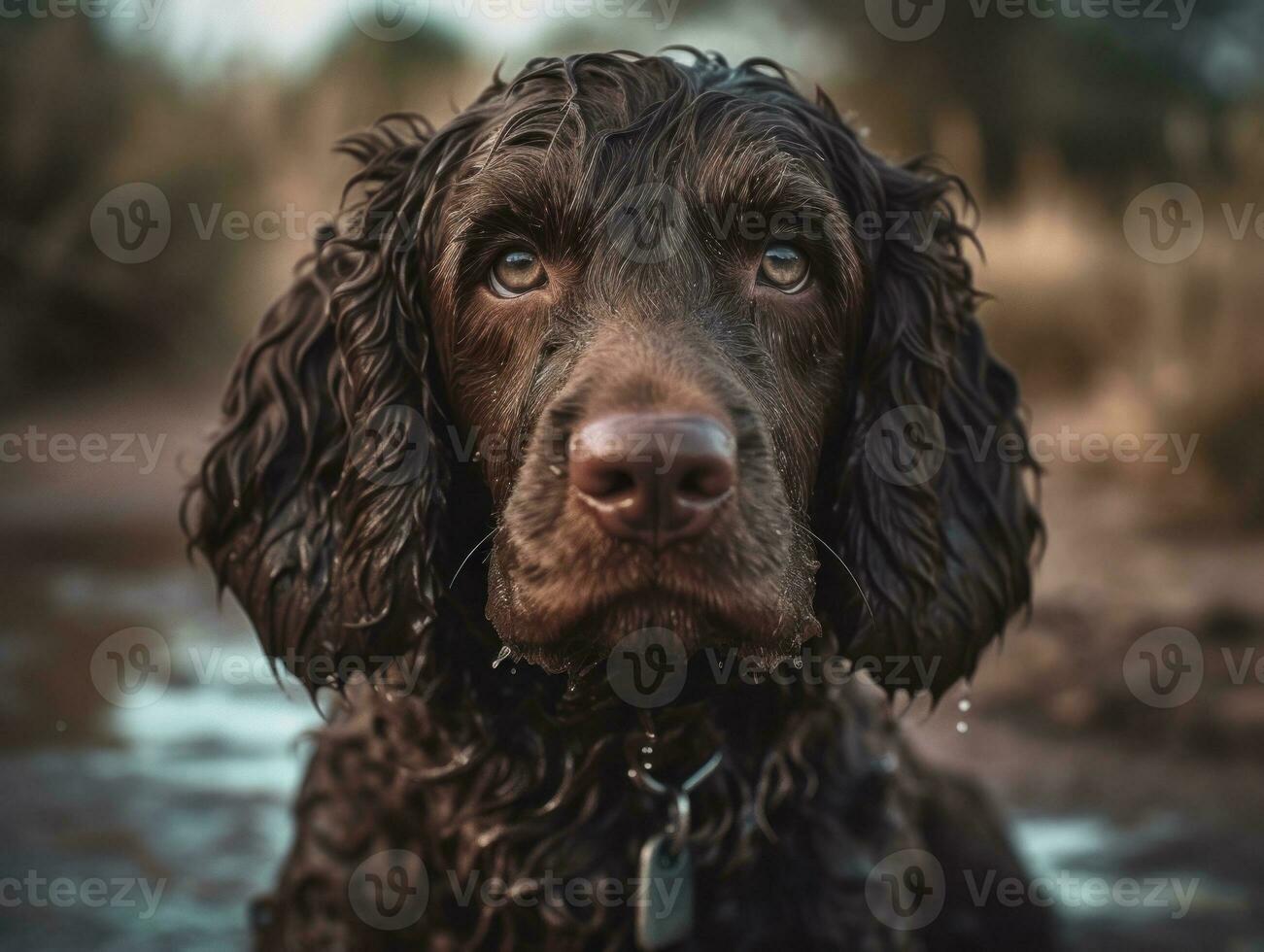 American Water Spaniel dog created with Generative AI technology photo