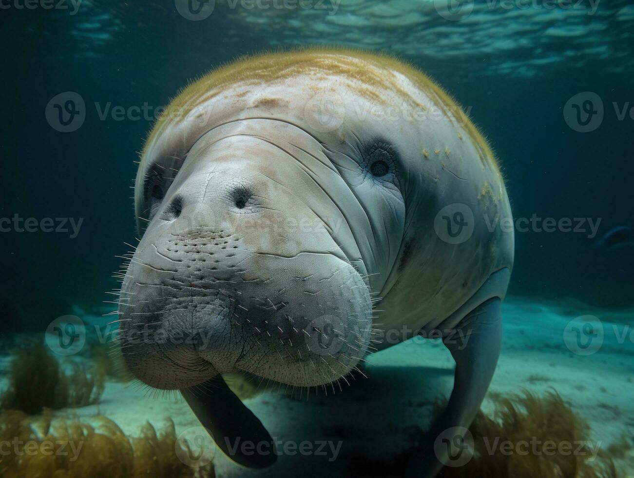 Dugong portrait created with Generative AI technology photo