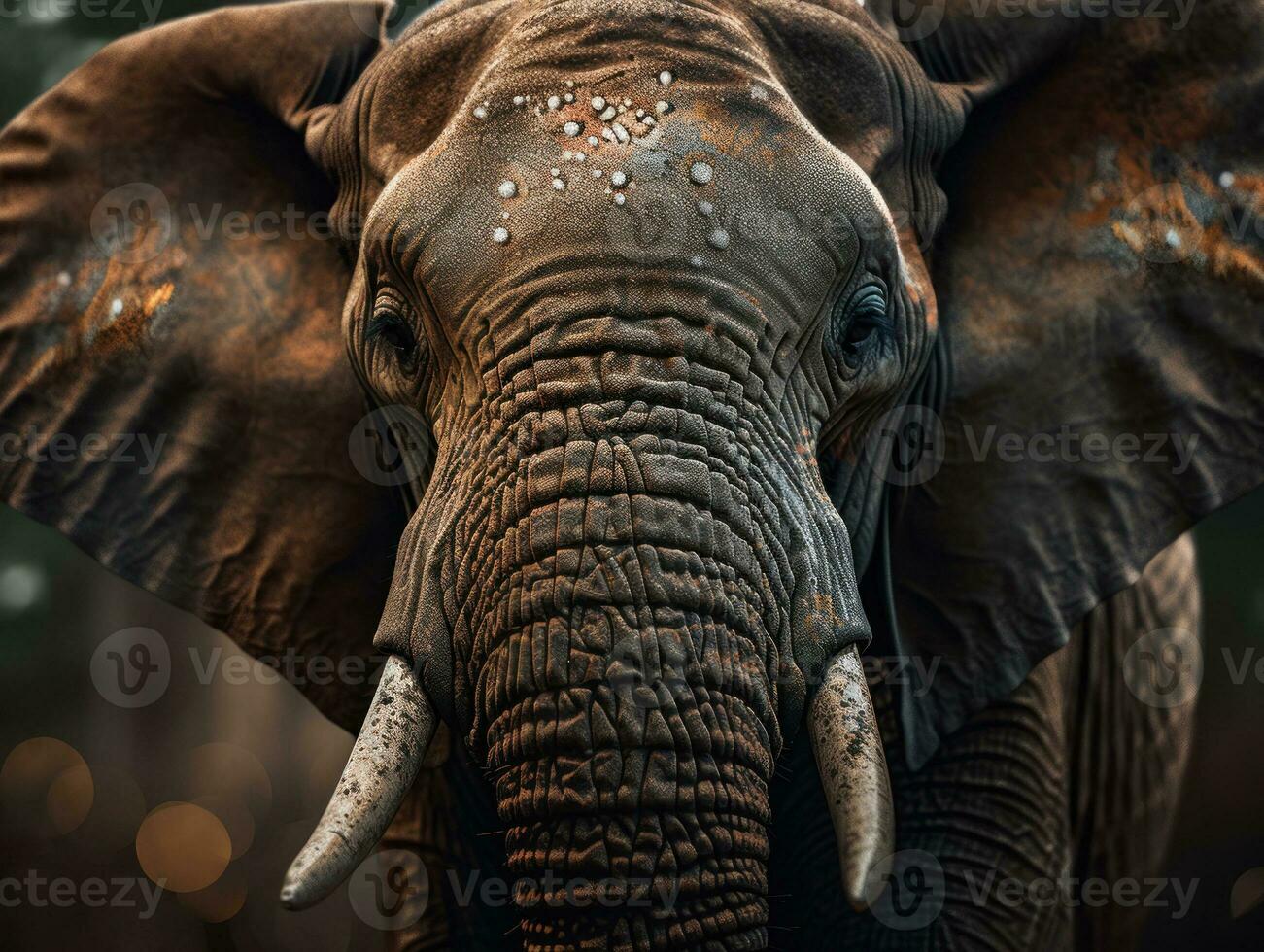 Elephant portrait created with Generative AI technology photo