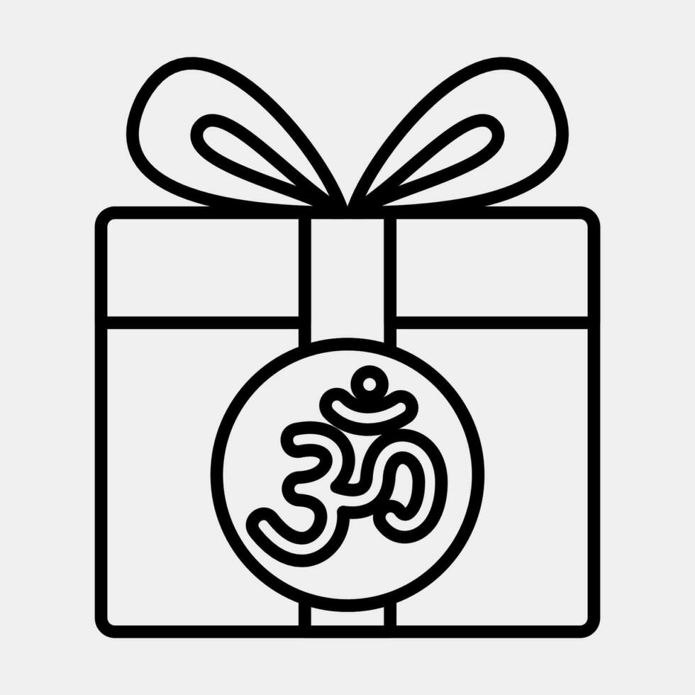 icono diwali regalo. diwali celebracion elementos. íconos en línea estilo. bueno para huellas dactilares, carteles, logo, decoración, infografía, etc. vector