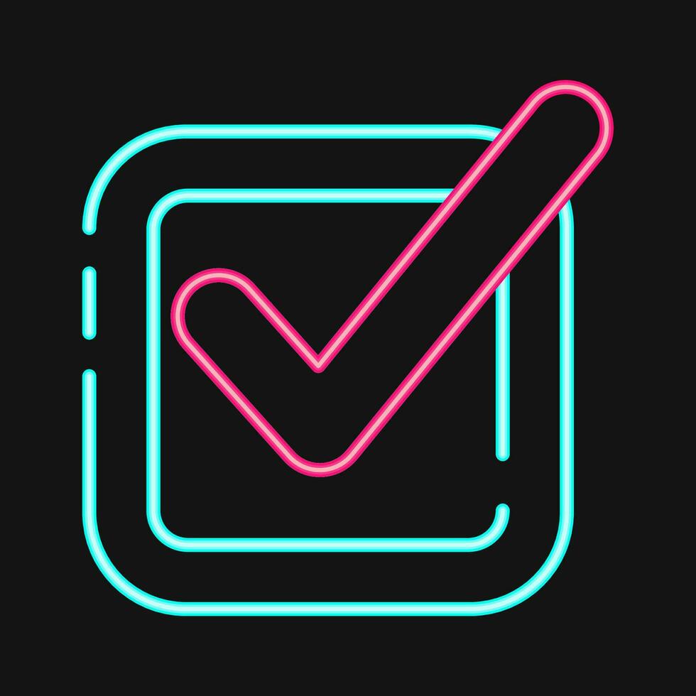 Icon check mark. Indonesian general election elements. Icons in neon style. Good for prints, posters, infographics, etc. vector