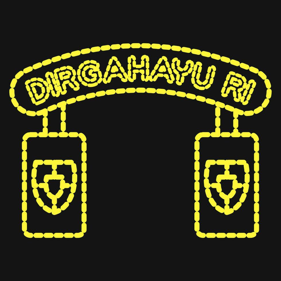 Icon gate. Indonesian independence day celebration elements. The words DIRGAHAYU RI means long live the Republic of Indonesia. Icons in dotted style. Good for prints, posters, etc. vector
