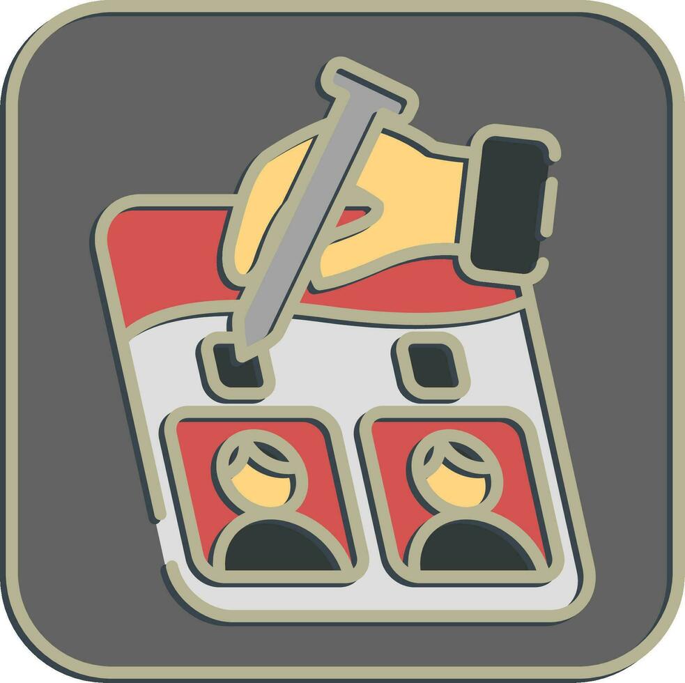 Icon vote on the ballot. Indonesian general election elements. Icons in embossed style. Good for prints, posters, infographics. vector