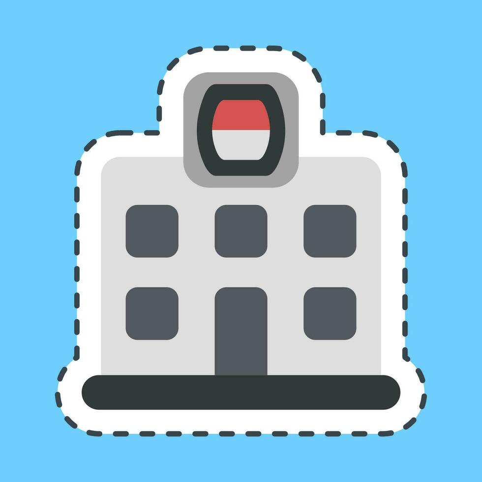 Sticker line cut election commission building. Indonesian general election elements. Good for prints, posters, infographics, etc. vector
