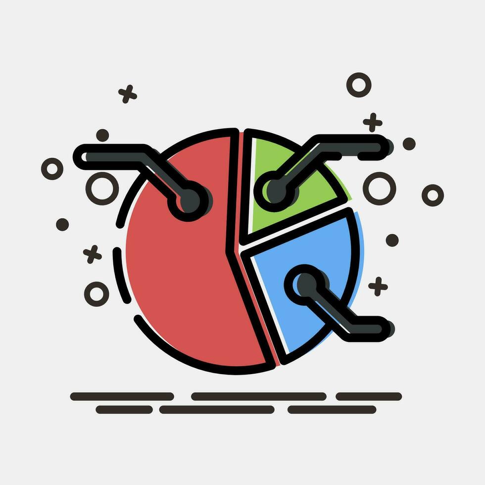 Icon pie chart. Indonesian general election elements. Icons in MBE style. Good for prints, posters, infographics, etc. vector