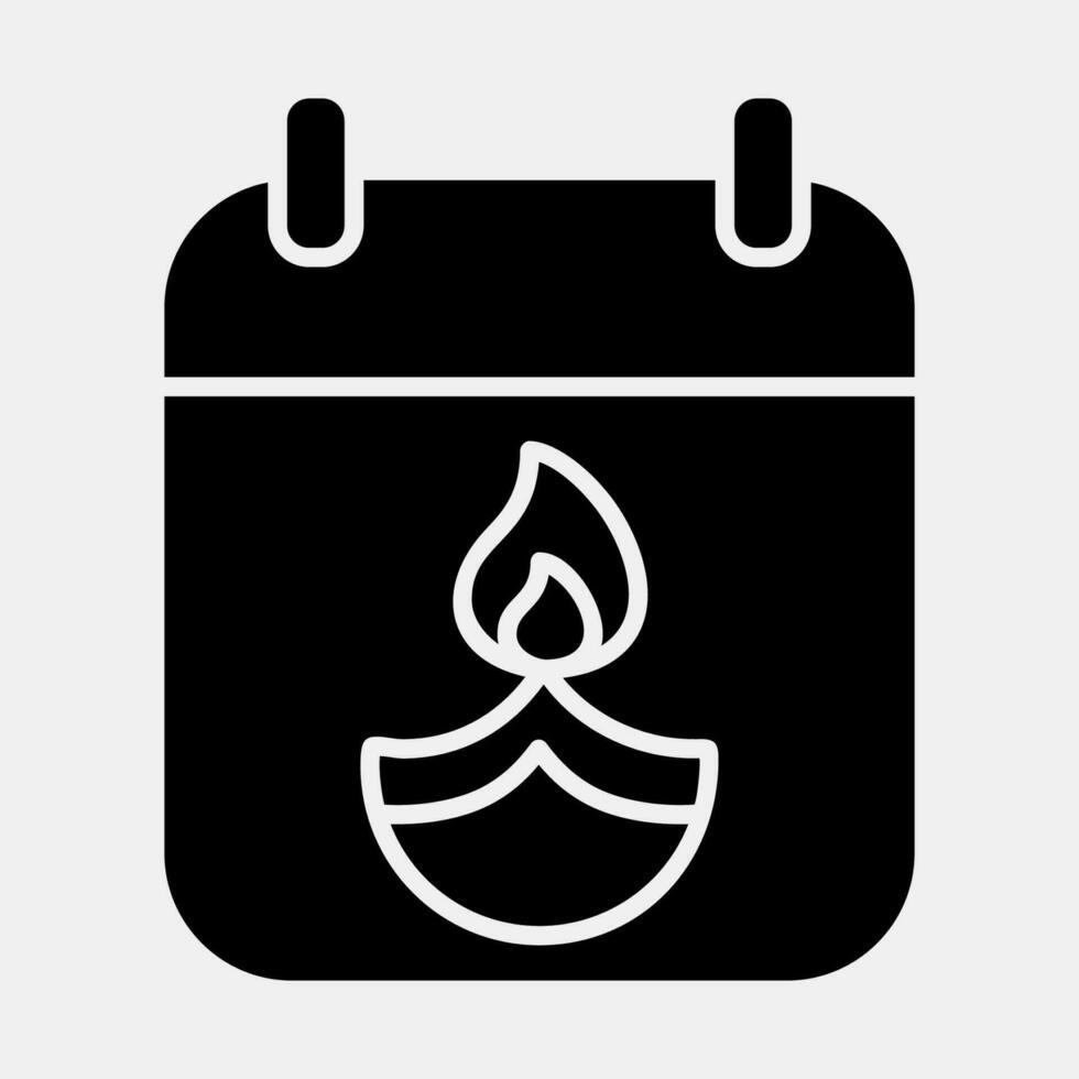 Icon diwali calendar. Diwali celebration elements. Icons in glyph style. Good for prints, posters, logo, decoration, infographics, etc. vector