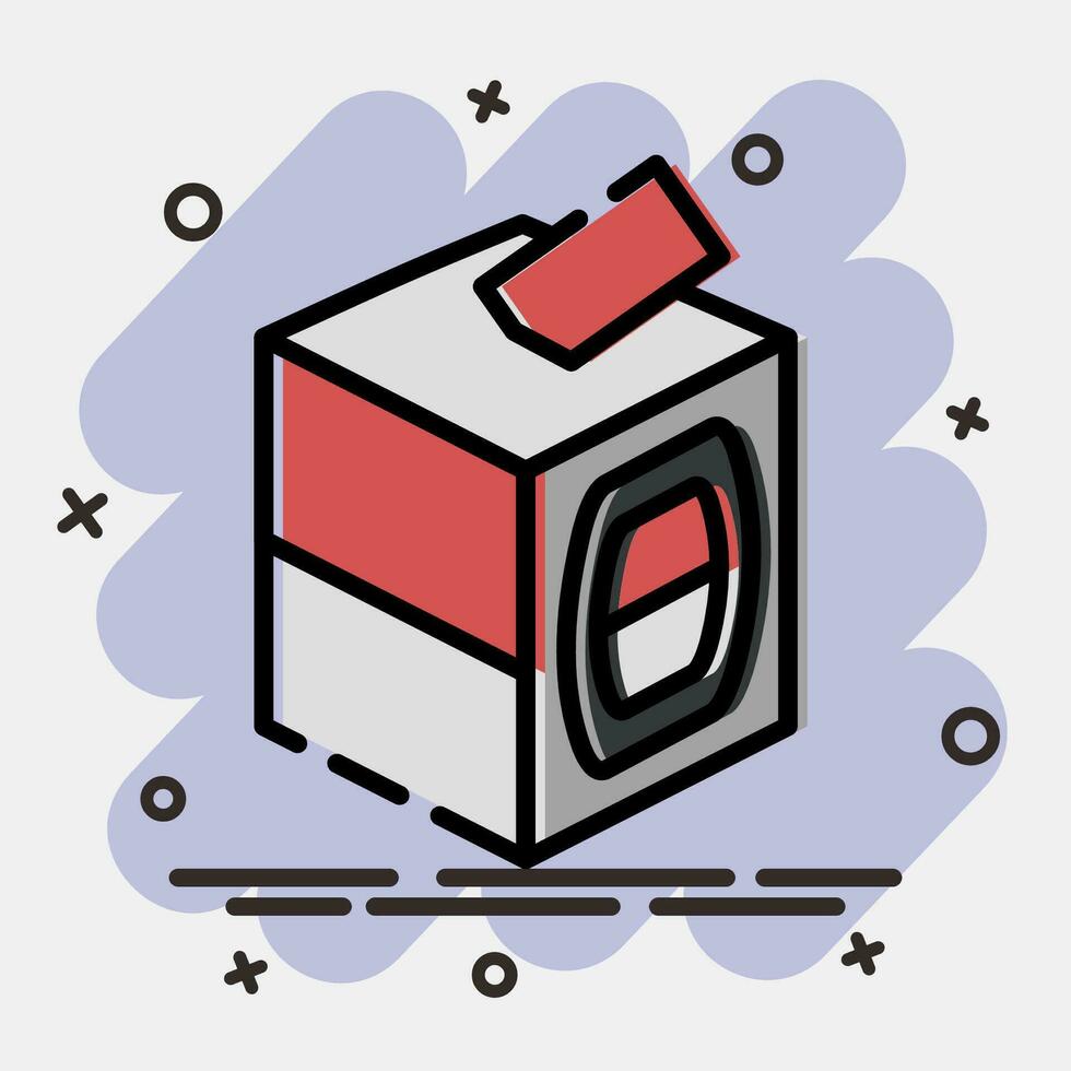 Icon ballot box. Indonesian general election elements. Icons in comic style. Good for prints, posters, infographics, etc. vector