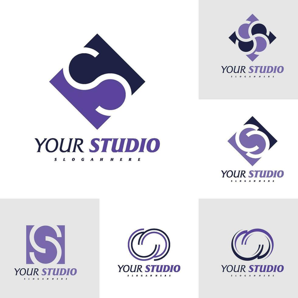 Set of Letter S logo design vector. Luxury S logo design template concept vector
