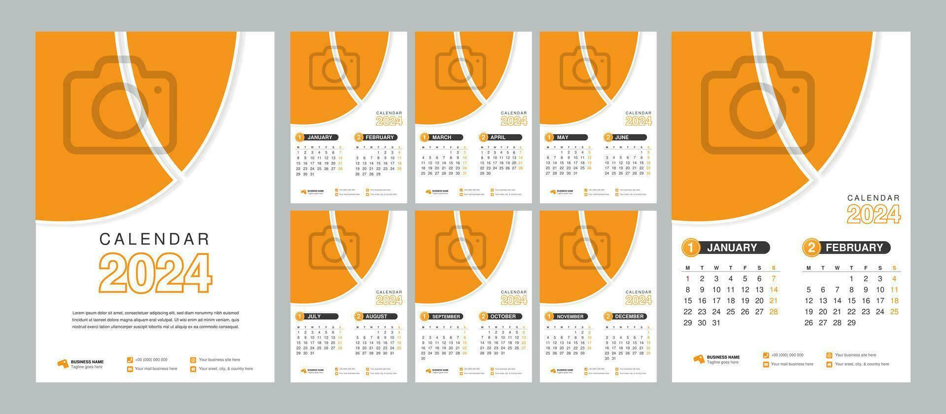 2024 vertical wall calendar template design on isolated background vector