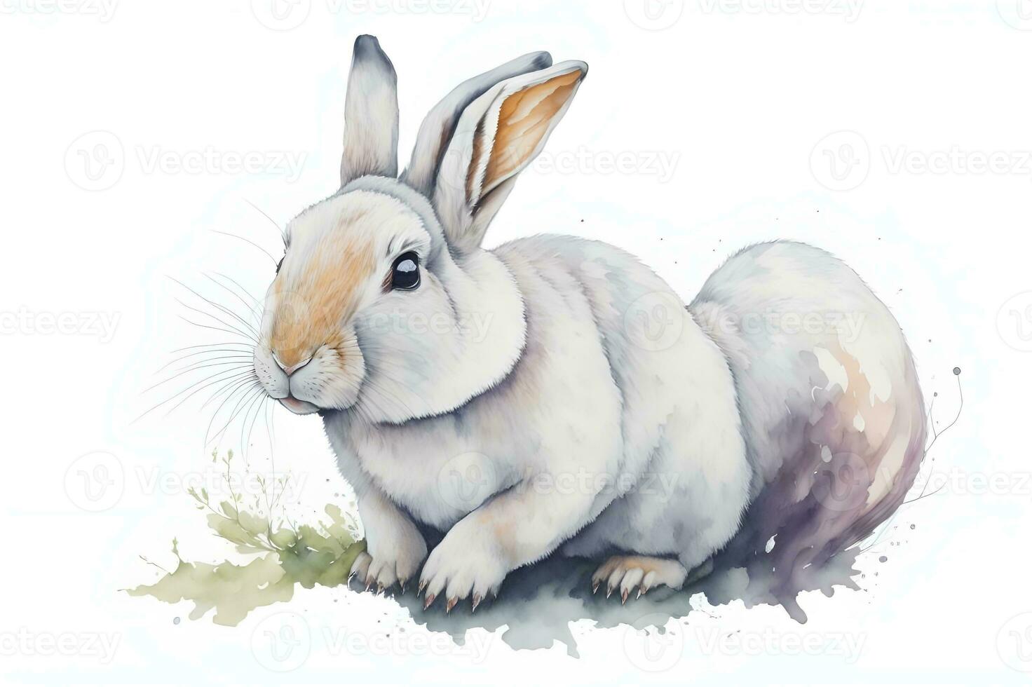 white rabbit on white background photo