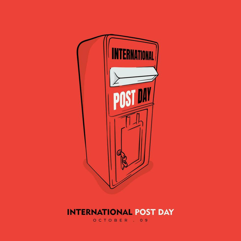 Post box in hand drawn template design for international post day campaign vector