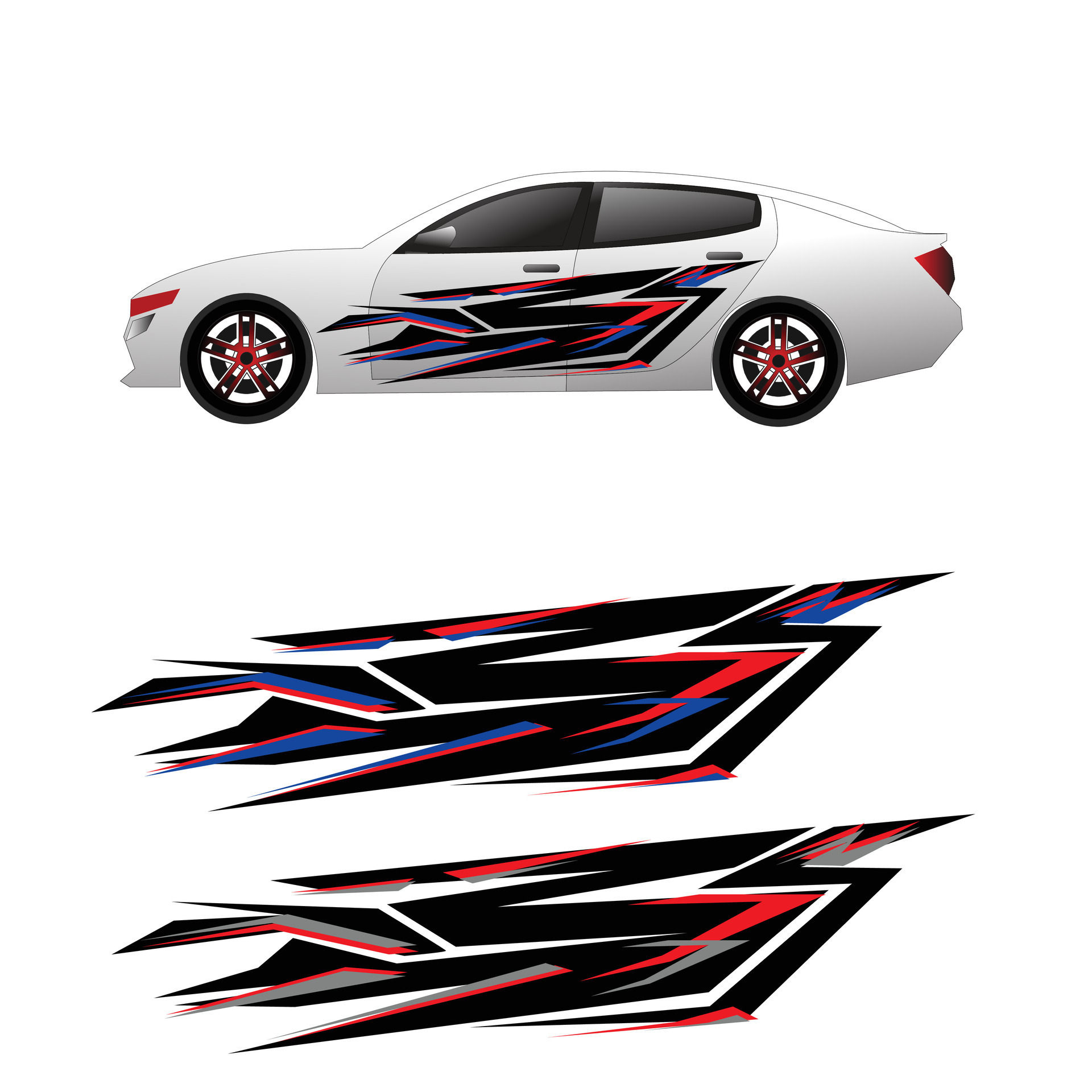 car sticker design vector. Car side body modification car decal