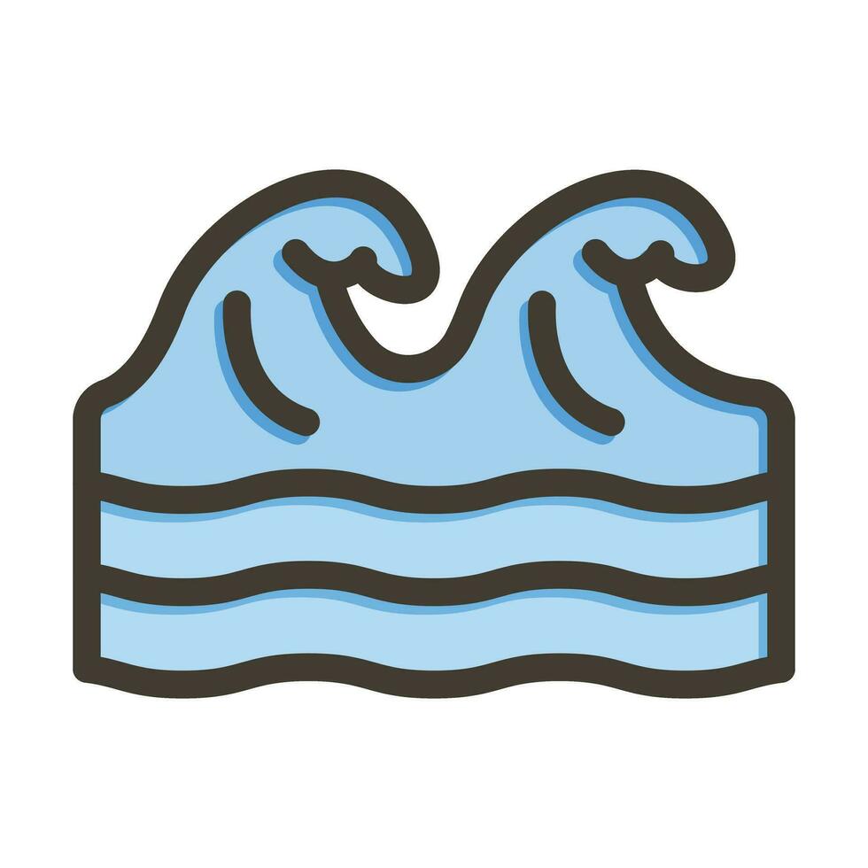 Waves Vector Thick Line Filled Colors Icon For Personal And Commercial Use.