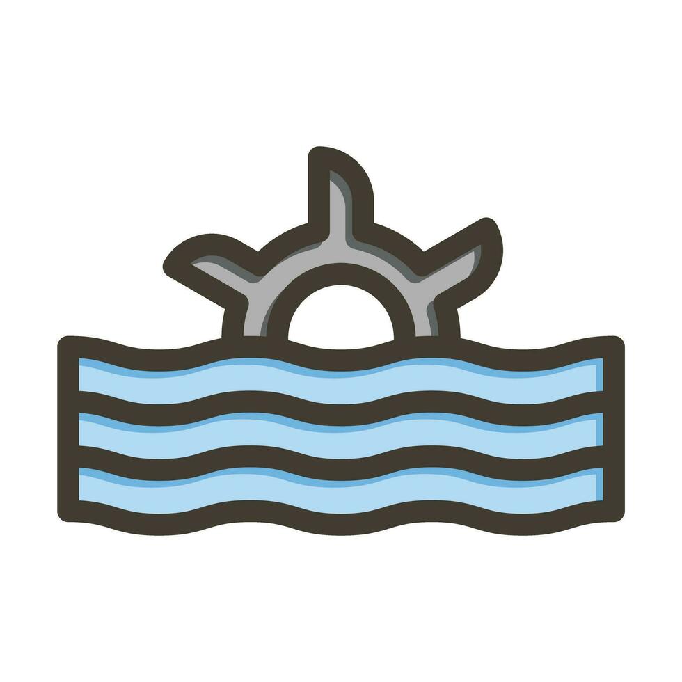 Tidal Power Vector Thick Line Filled Colors Icon For Personal And Commercial Use.