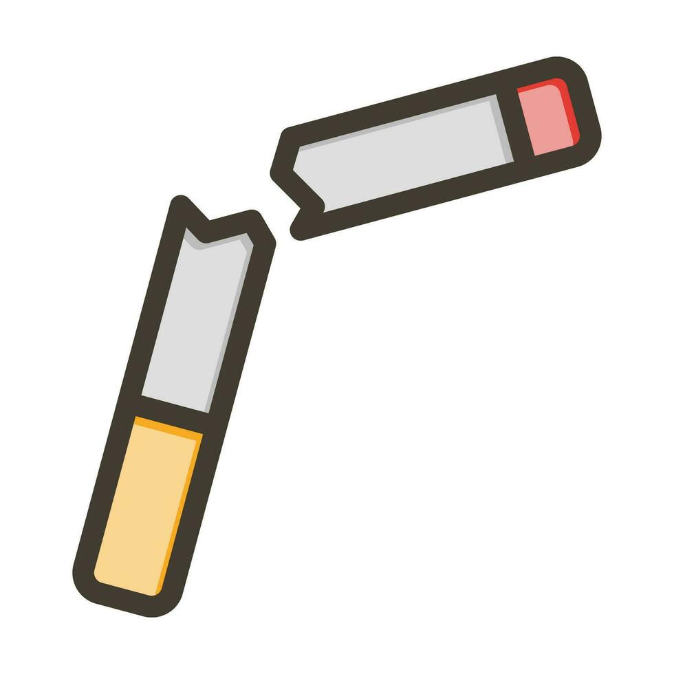 Broken Cigarette Vector Thick Line Filled Colors Icon For Personal And Commercial Use.
