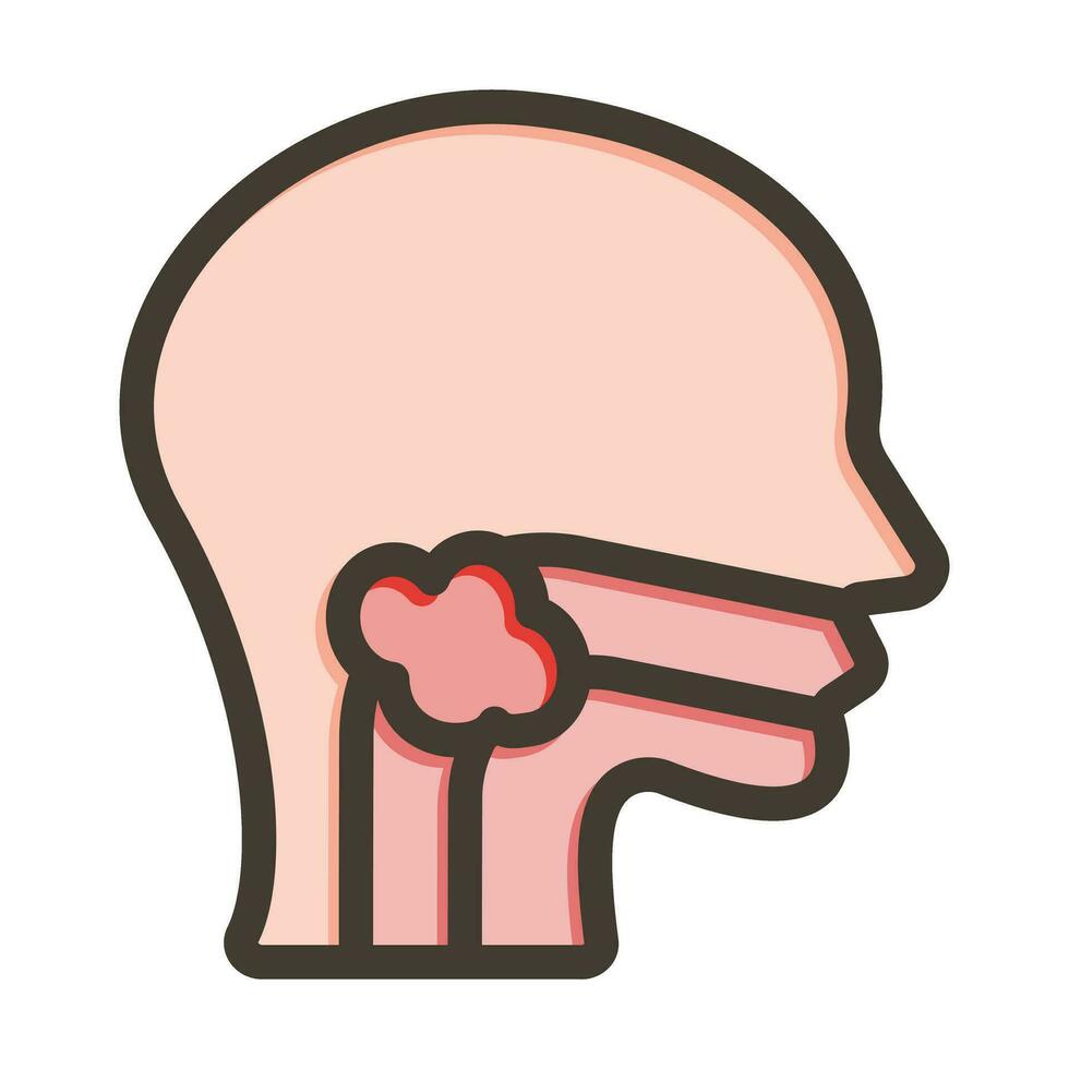 Throat Cancer Vector Thick Line Filled Colors Icon For Personal And Commercial Use.