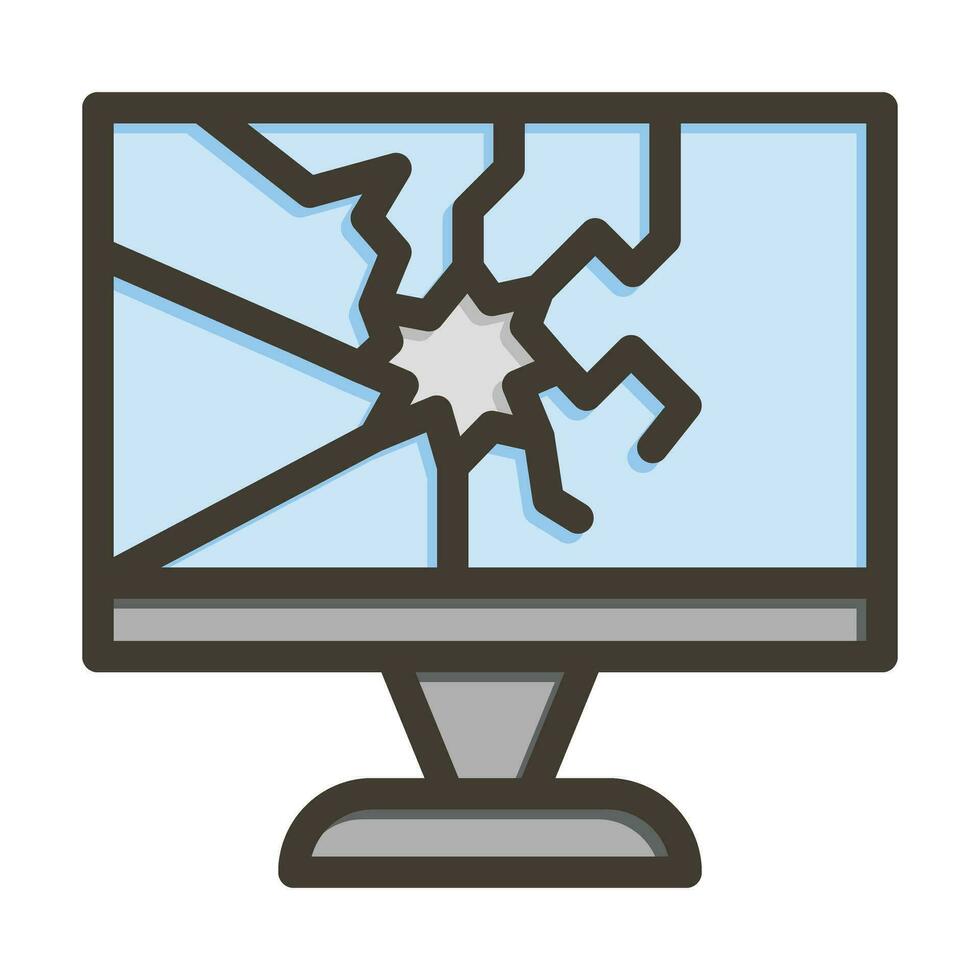 Broken Screen Vector Thick Line Filled Colors Icon For Personal And Commercial Use.