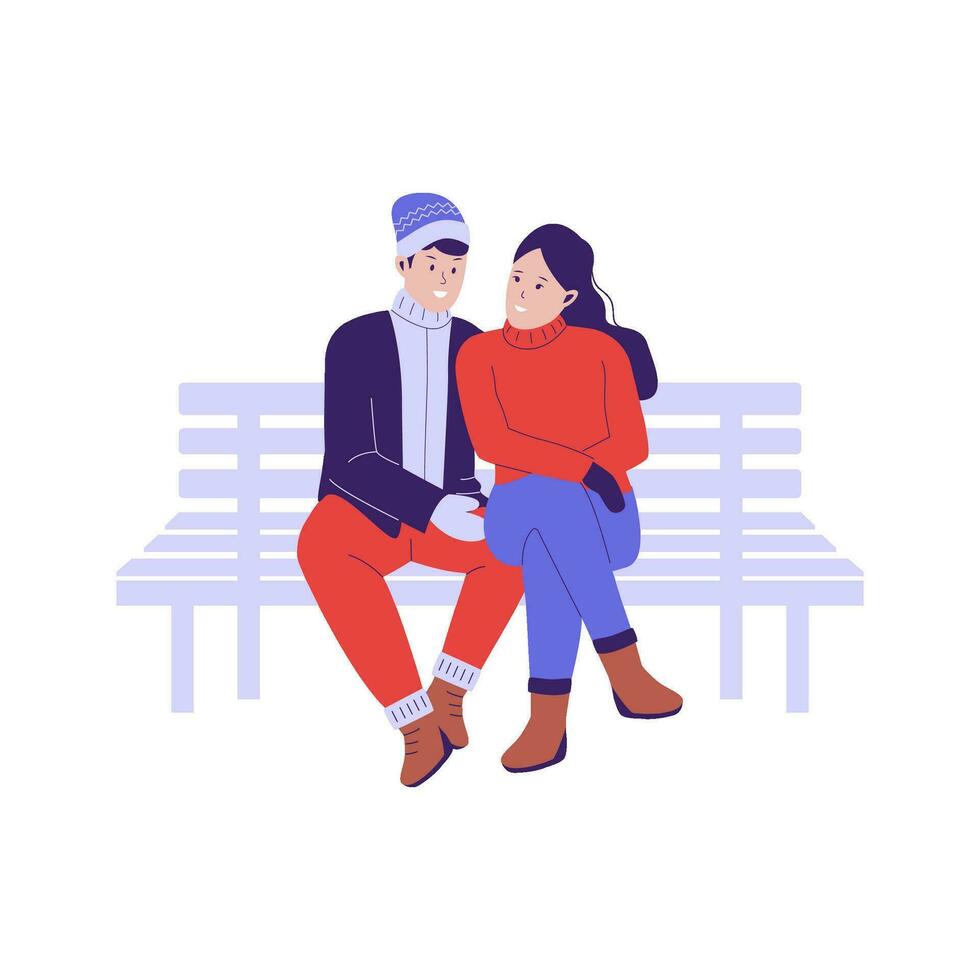 hombre y mujer romántico en invierno temporada ilustración. plano diseño ilustración vector