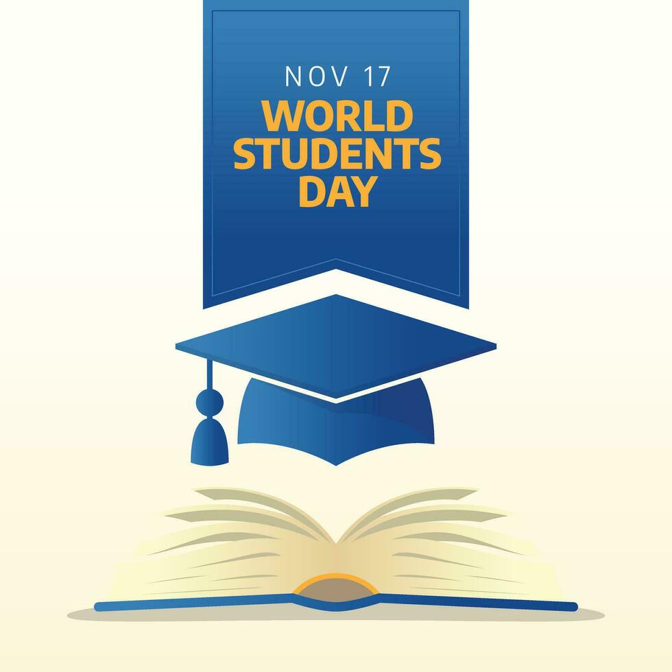 World Students Day design template good for celebration usage. globe book apple pen vector illustration. flat design. vector eps 10.