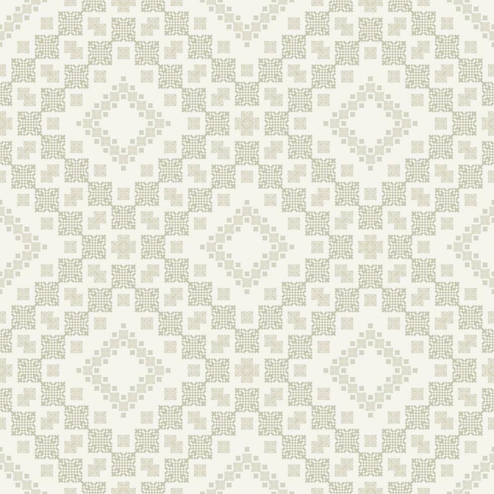 crema gris color palestino bordado geométrico modelo. étnico geométrico cuadrado forma sin costura modelo píxel Arte estilo. étnico bordado modelo utilizar para textil, hogar decoración elementos. vector