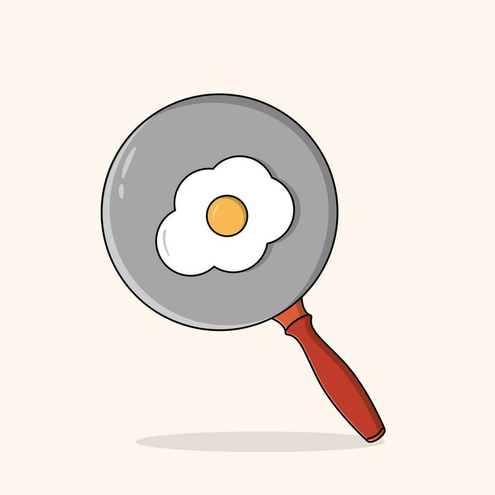 Illustration of a cute frying pan and eggs dancing vector