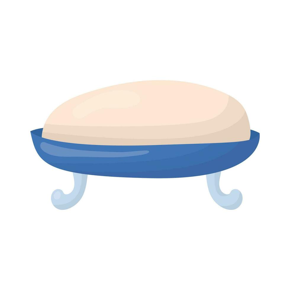 a piece of soap is in the soap dish. vector illustration on a white background.