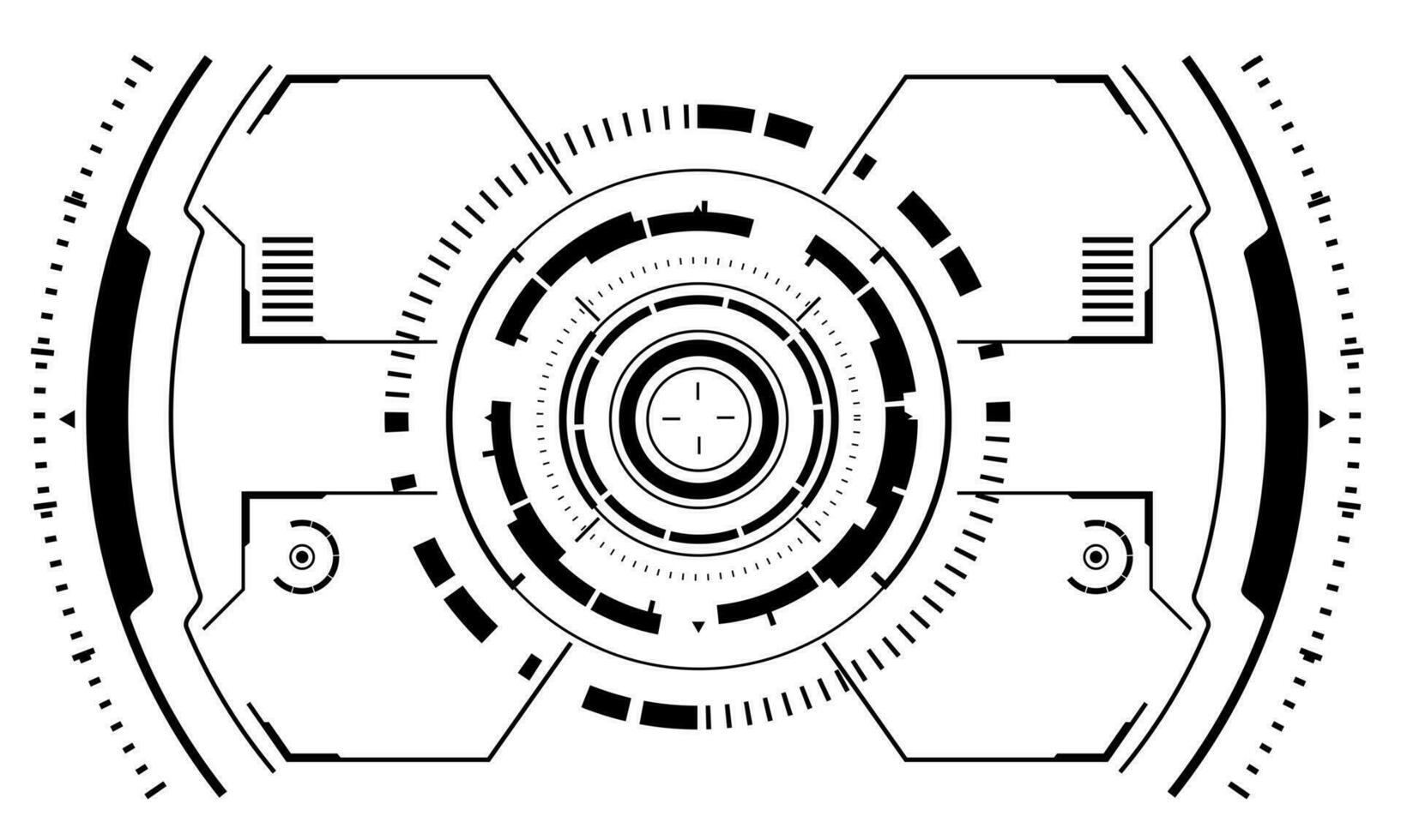 hud ciencia ficción interfaz pantalla ver negro geométrico en blanco diseño virtual realidad futurista tecnología creativo monitor vector