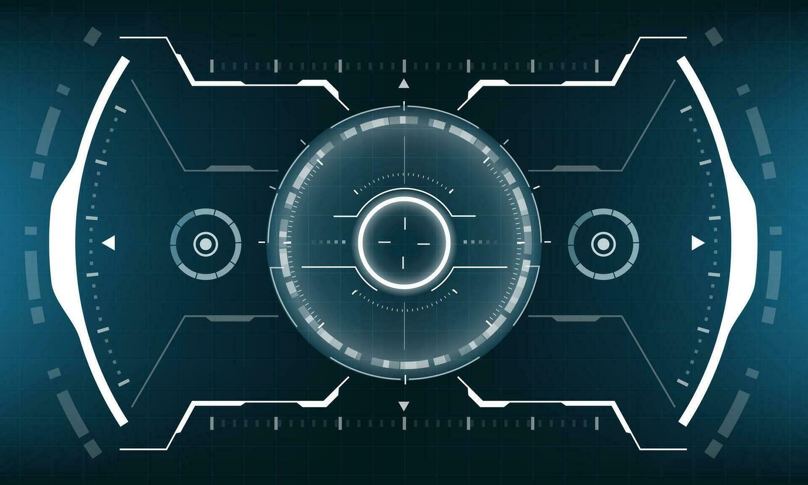HUD sci-fi interface screen view white geometric on blue design virtual reality futuristic technology creative display vector