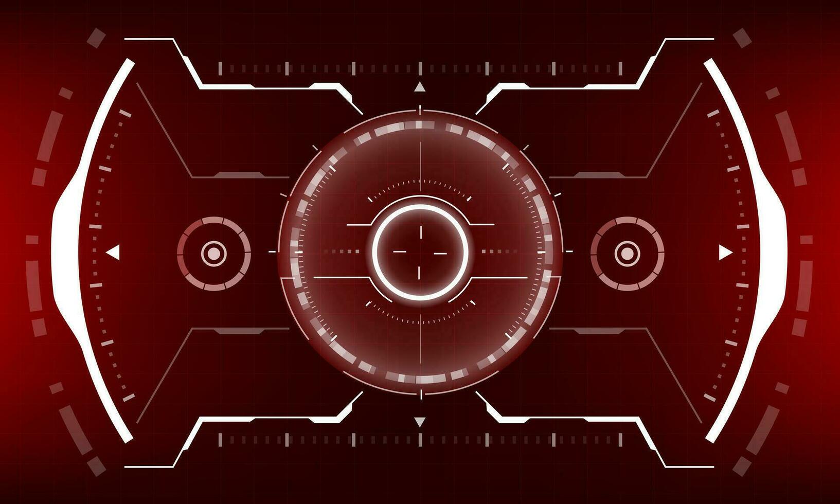 HUD sci-fi interface screen view white geometric on red design virtual reality futuristic technology creative display vector