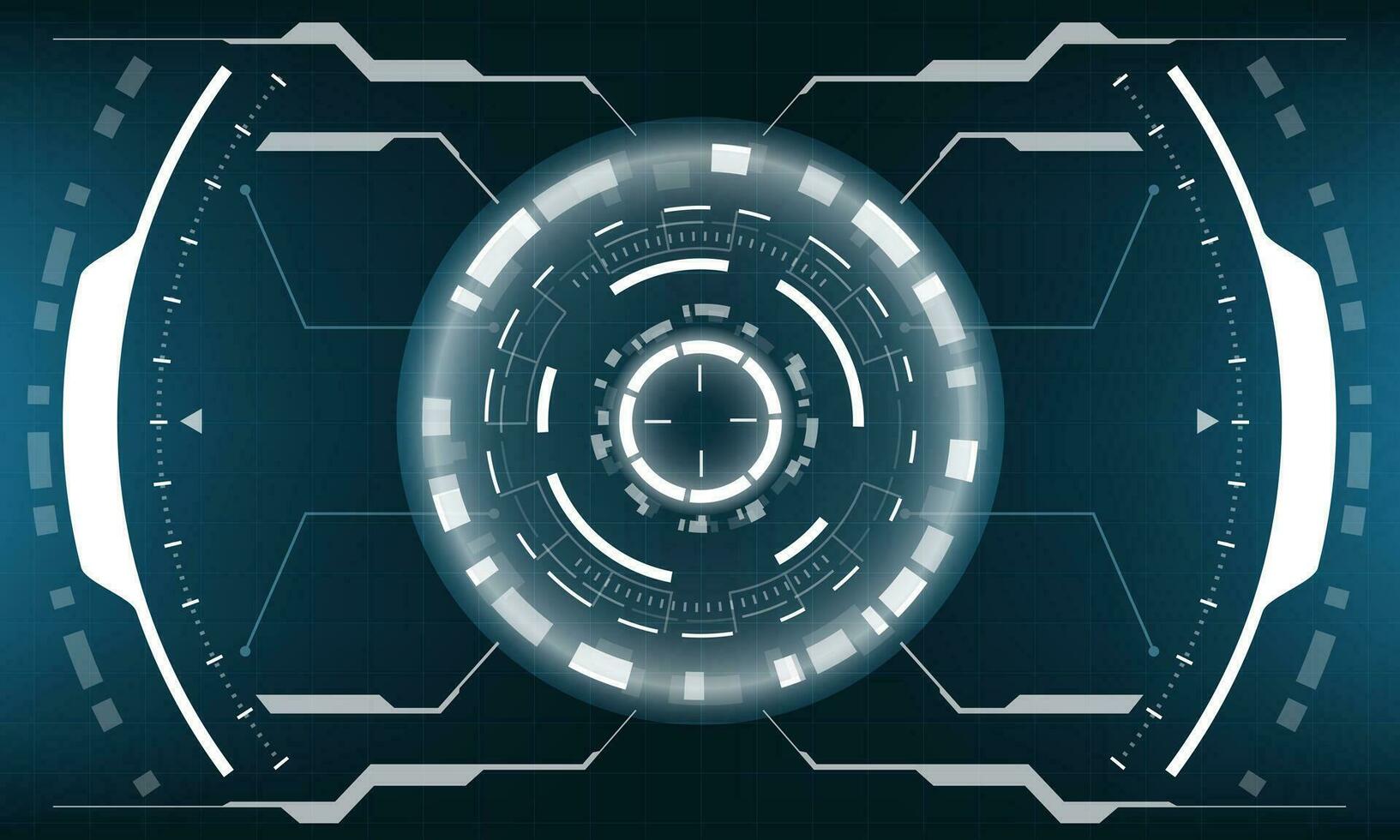 HUD sci-fi interface screen view white geometric on blue design virtual reality futuristic technology creative display vector