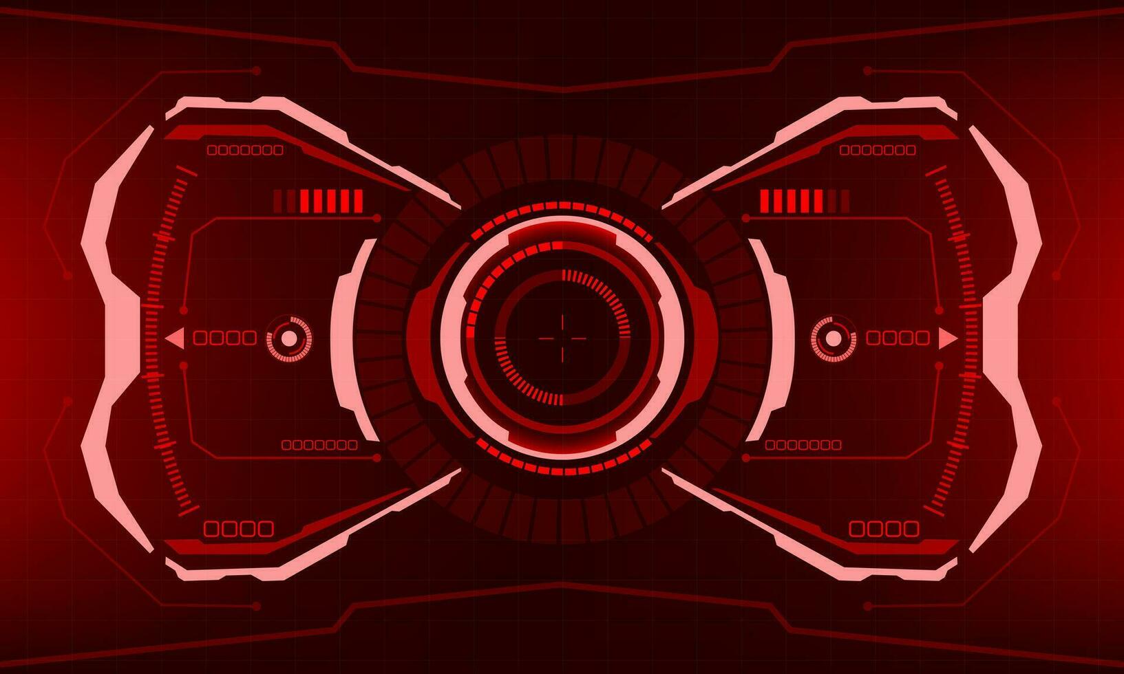 HUD sci-fi interface screen view red geometric design virtual reality futuristic technology creative display vector