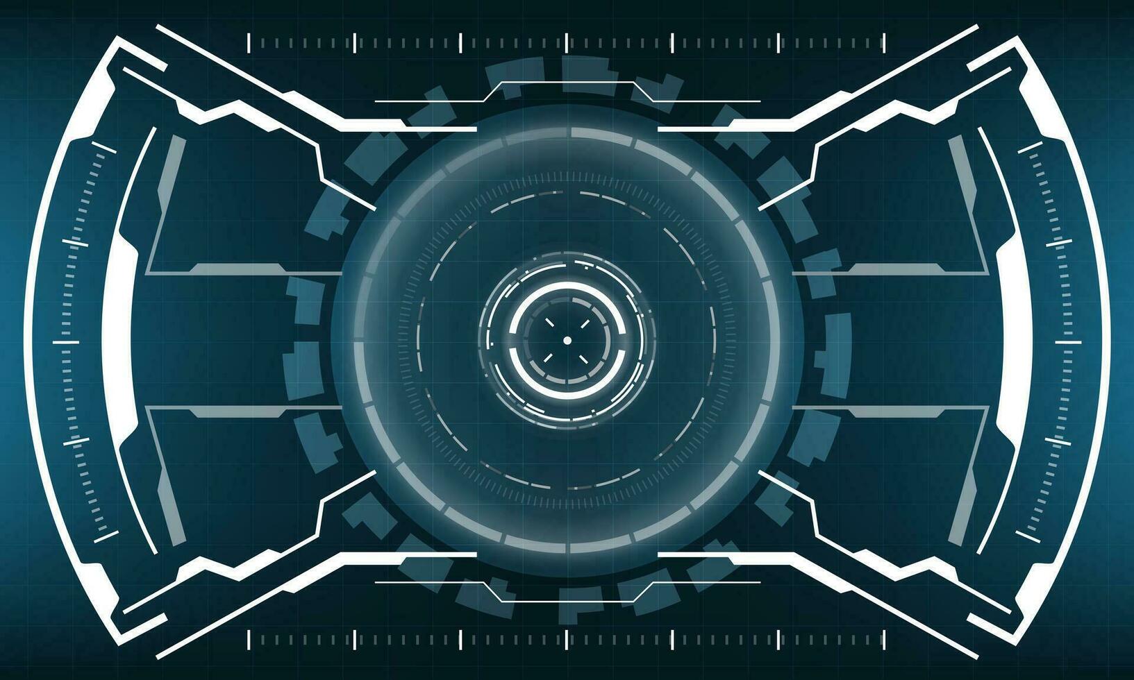 HUD sci-fi interface screen view white geometric on blue design virtual reality futuristic technology creative display vector