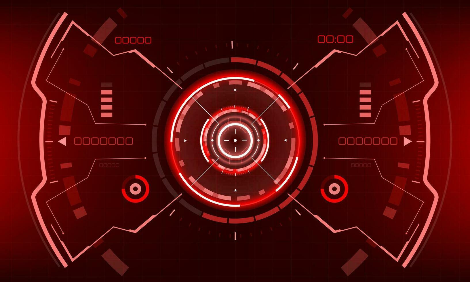 HUD sci-fi interface screen view red geometric design virtual reality futuristic technology creative display vector