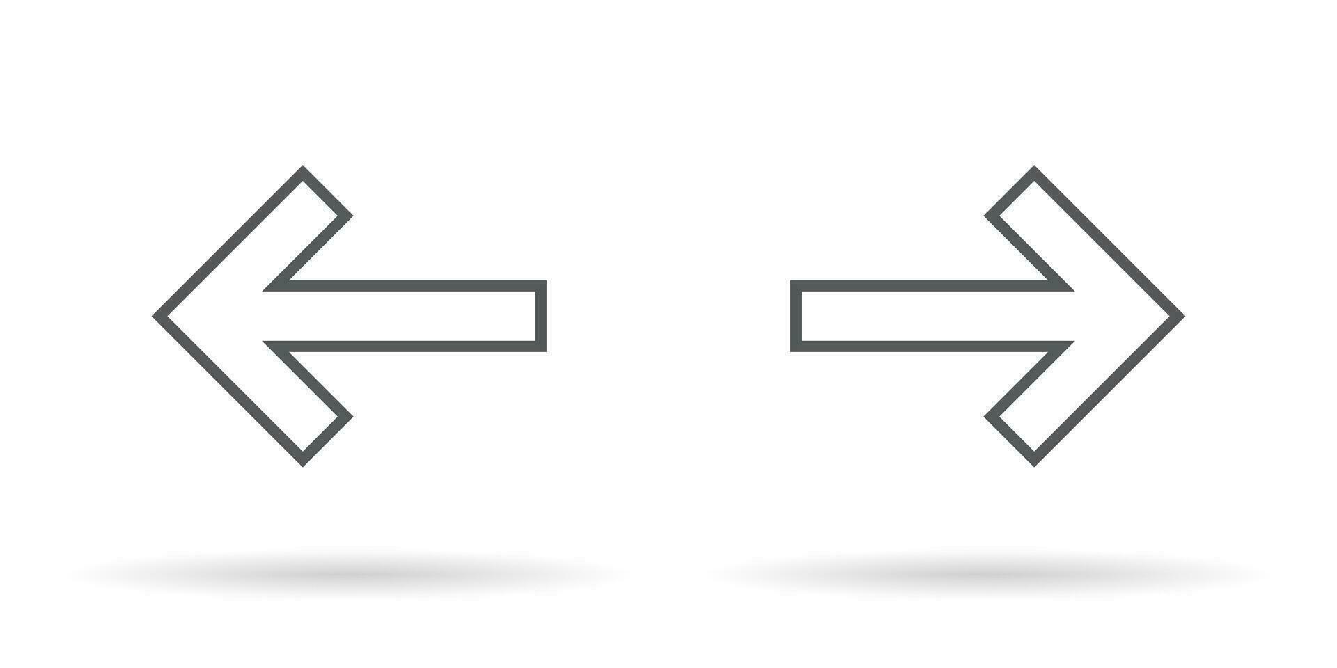 Derecha y izquierda flecha línea icono vector aislado en blanco antecedentes