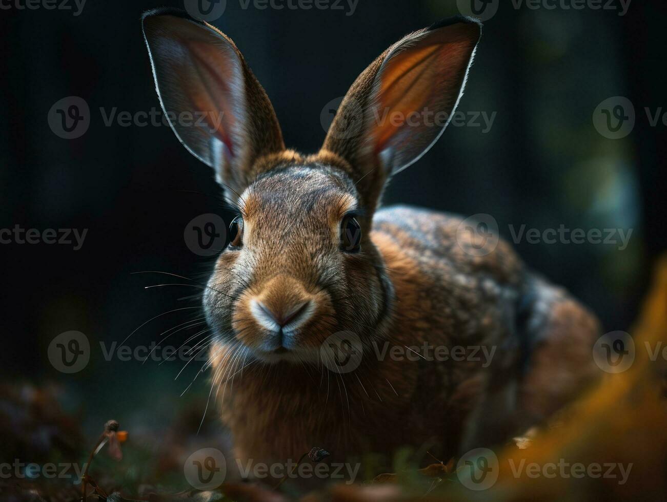 Rabbit portrait created with Generative AI technology photo