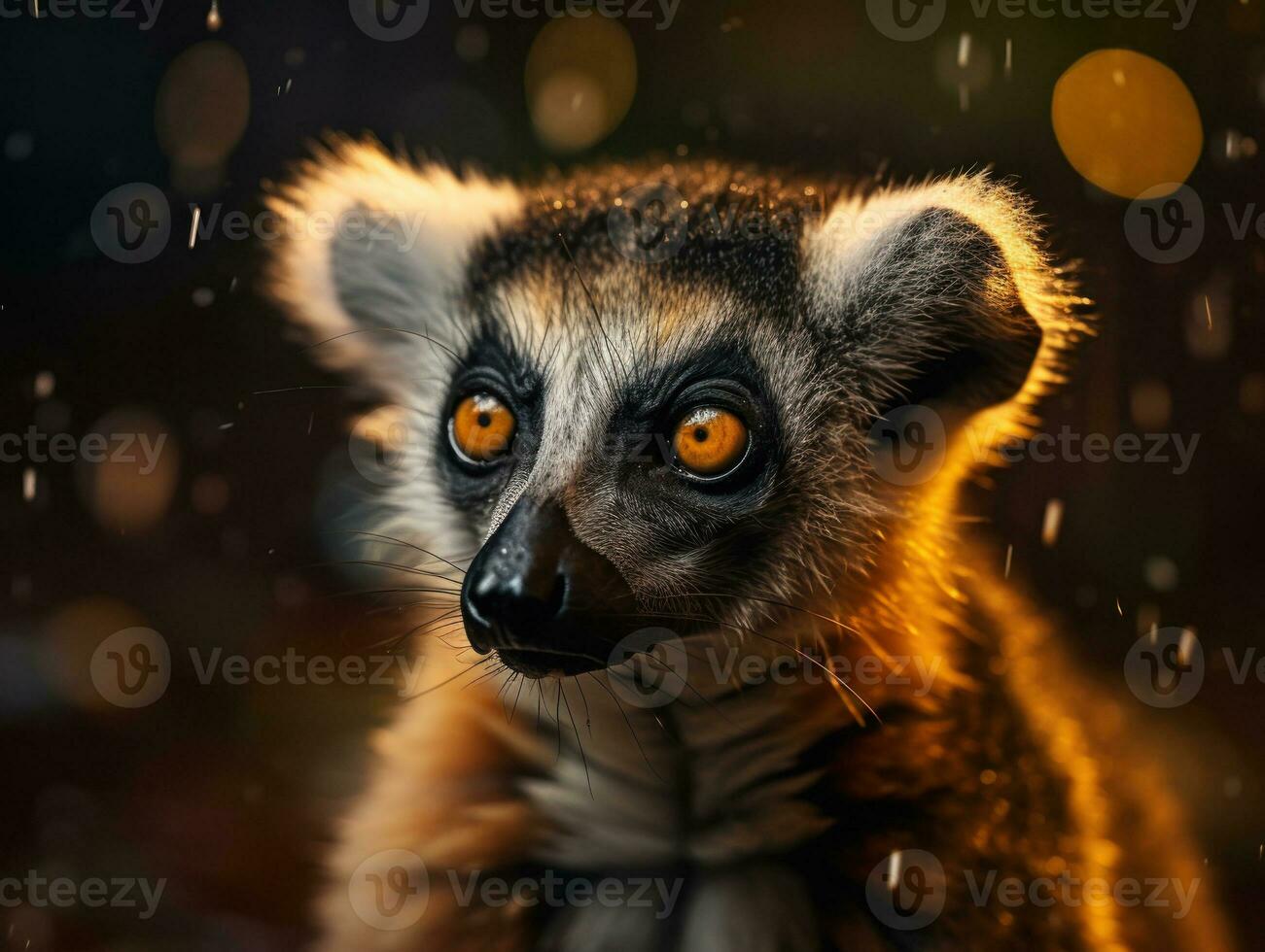 Lemur monkey portrait created with Generative AI technology photo