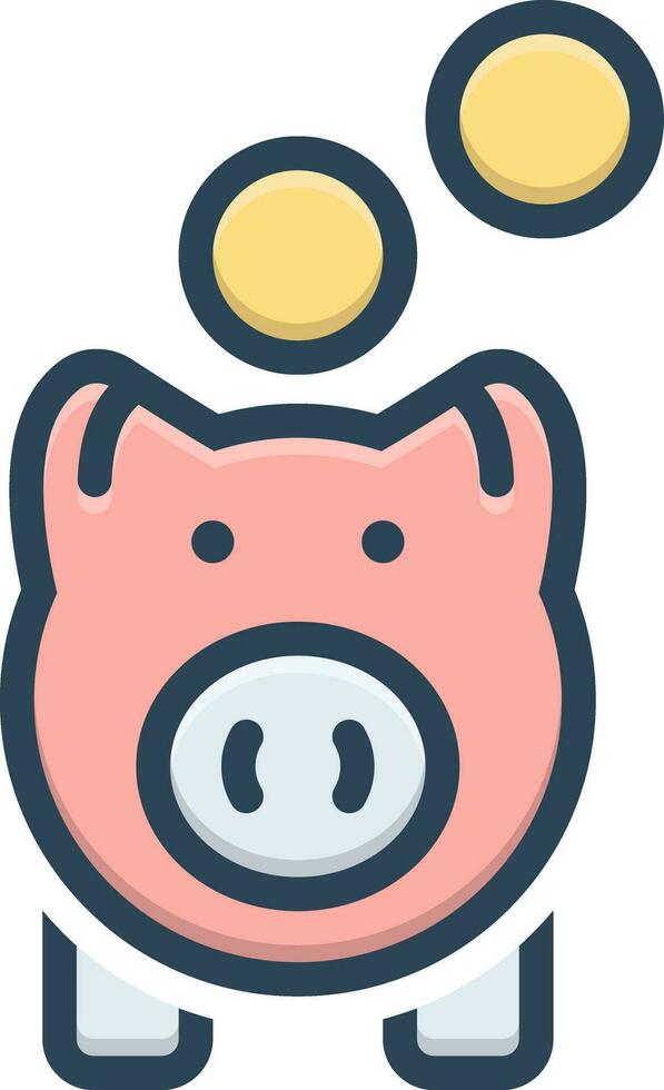 color icon for piggy bank vector