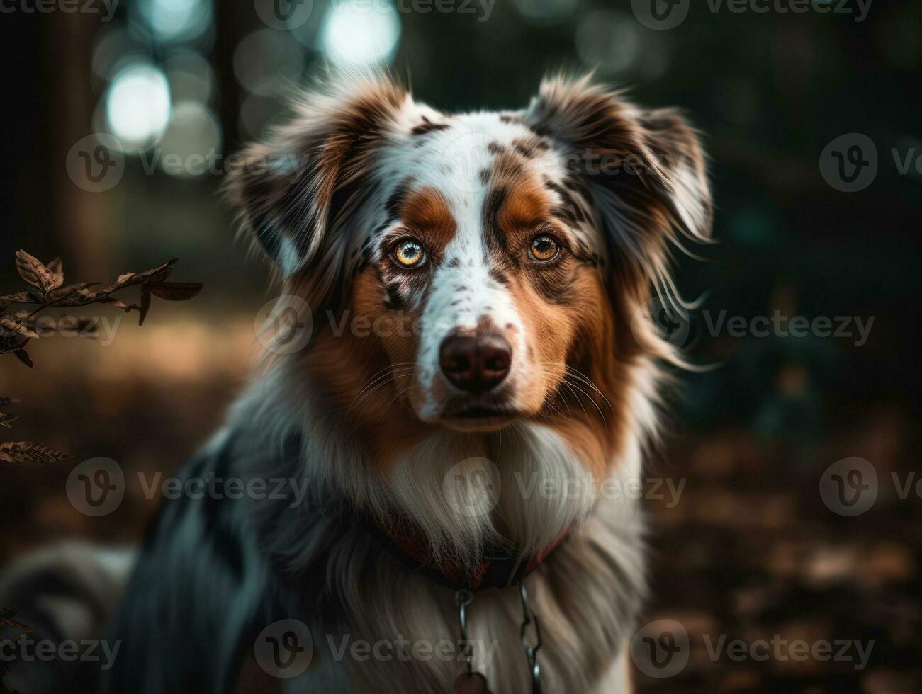 Australian Shepherd dog created with Generative AI technology photo