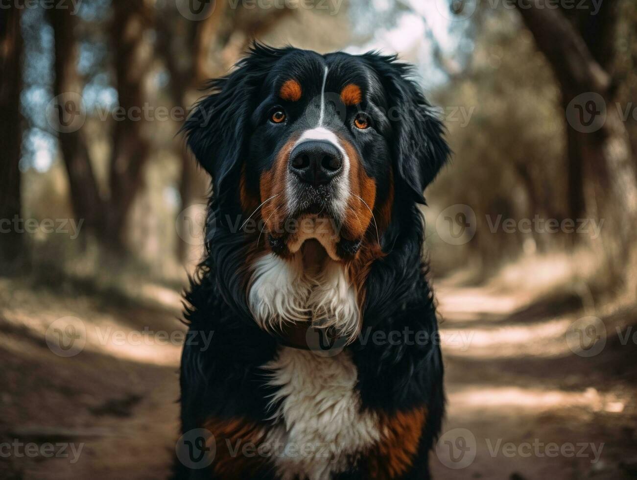 Bernese Mountain dog created with Generative AI technology photo