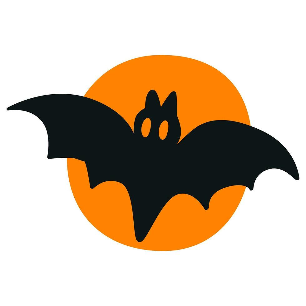 Bat and full moon, flat icon. Halloween concept, Halloween spooky night sign for mobile concept and web design. vector