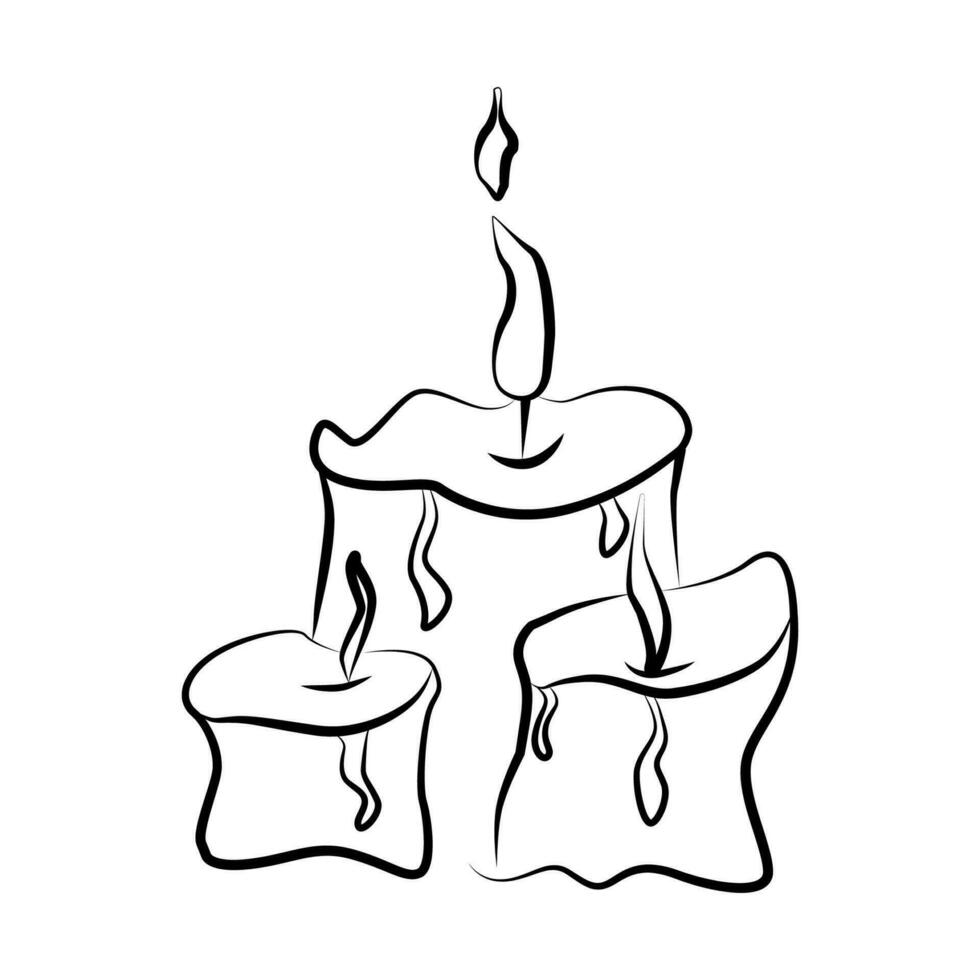 Burning candles line icon. Continuous line drawing of Halloween theme. Vector graphic
