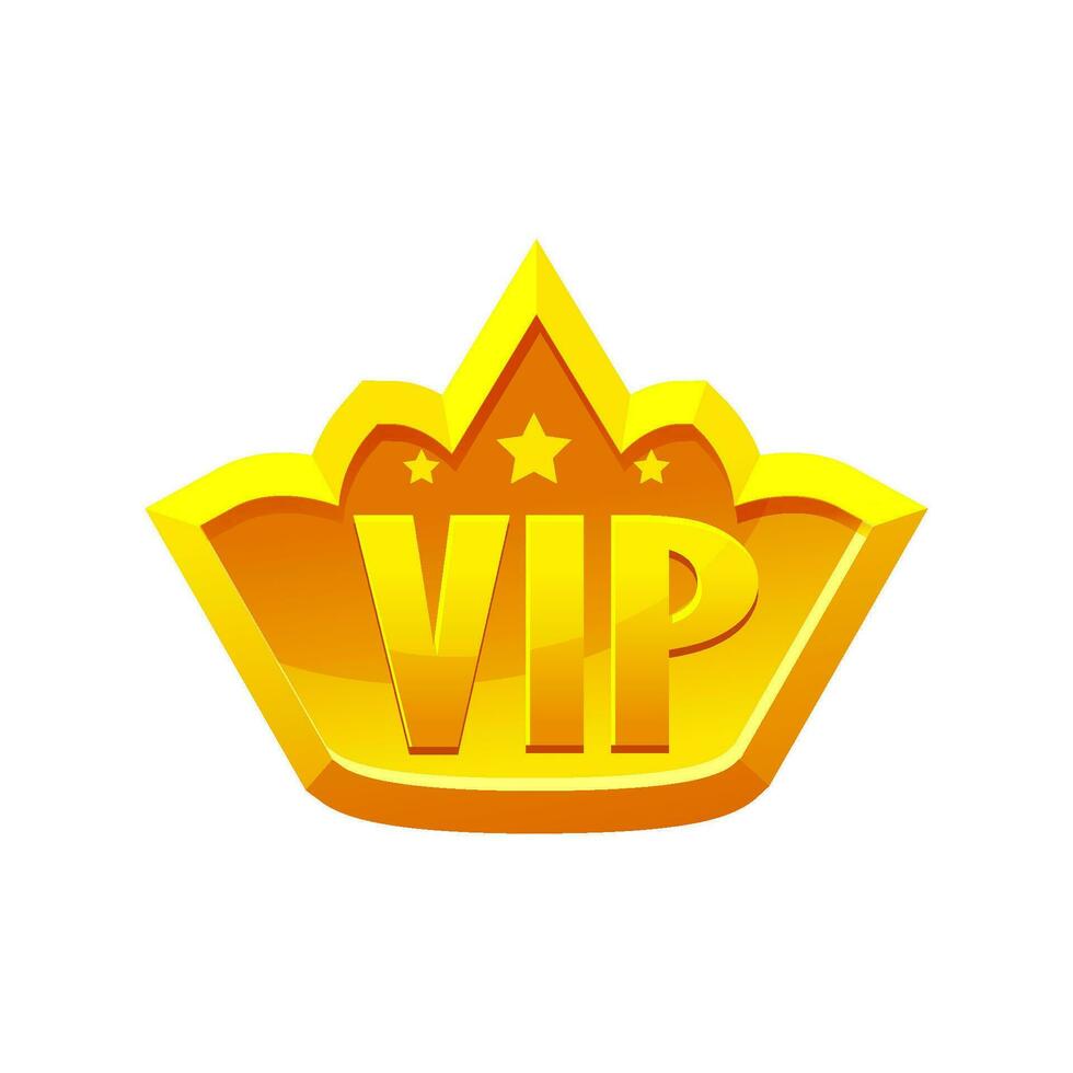 Game UI VIP con Gold crown. Vector Design.
