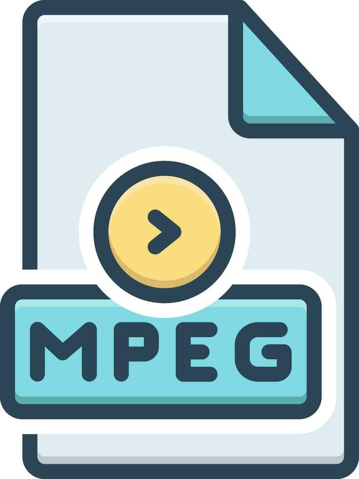 color icono para MPEG vector